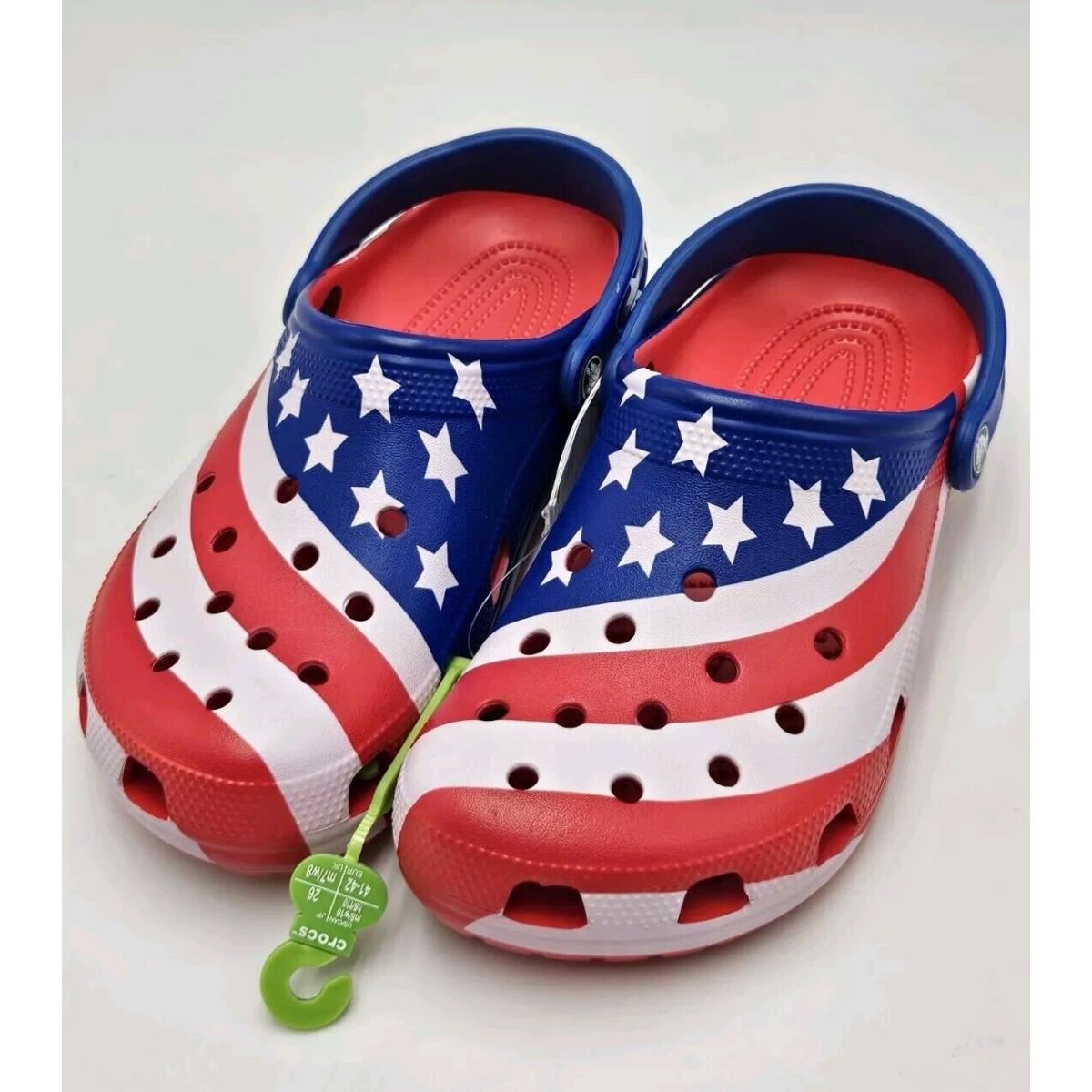 Crocs Unisex Classic American Flag Clog Women 10 Men 8