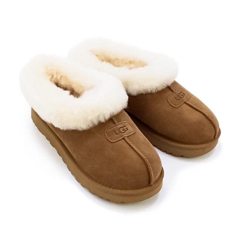 Women`s Shoes Ugg Brand Classic Comfy Tazzette Warm Slippers Chestnut