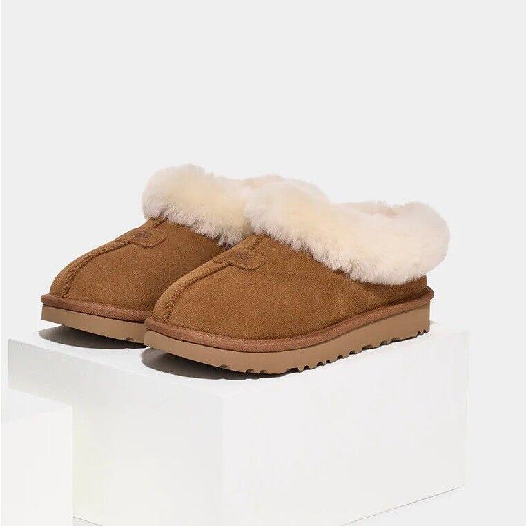 Women`s Shoes Ugg Brand Classic Comfy Tazzette Warm Slippers Chestnut