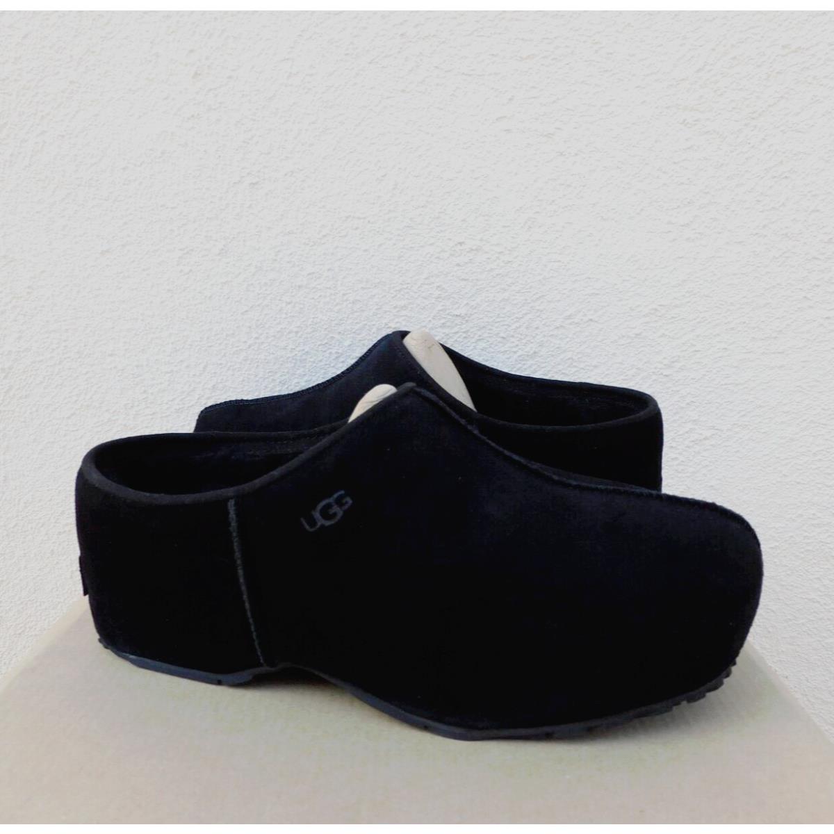 Ugg Black Suede Cottage Clog Wool Slippers Shoes Women US 12/ Eur 43