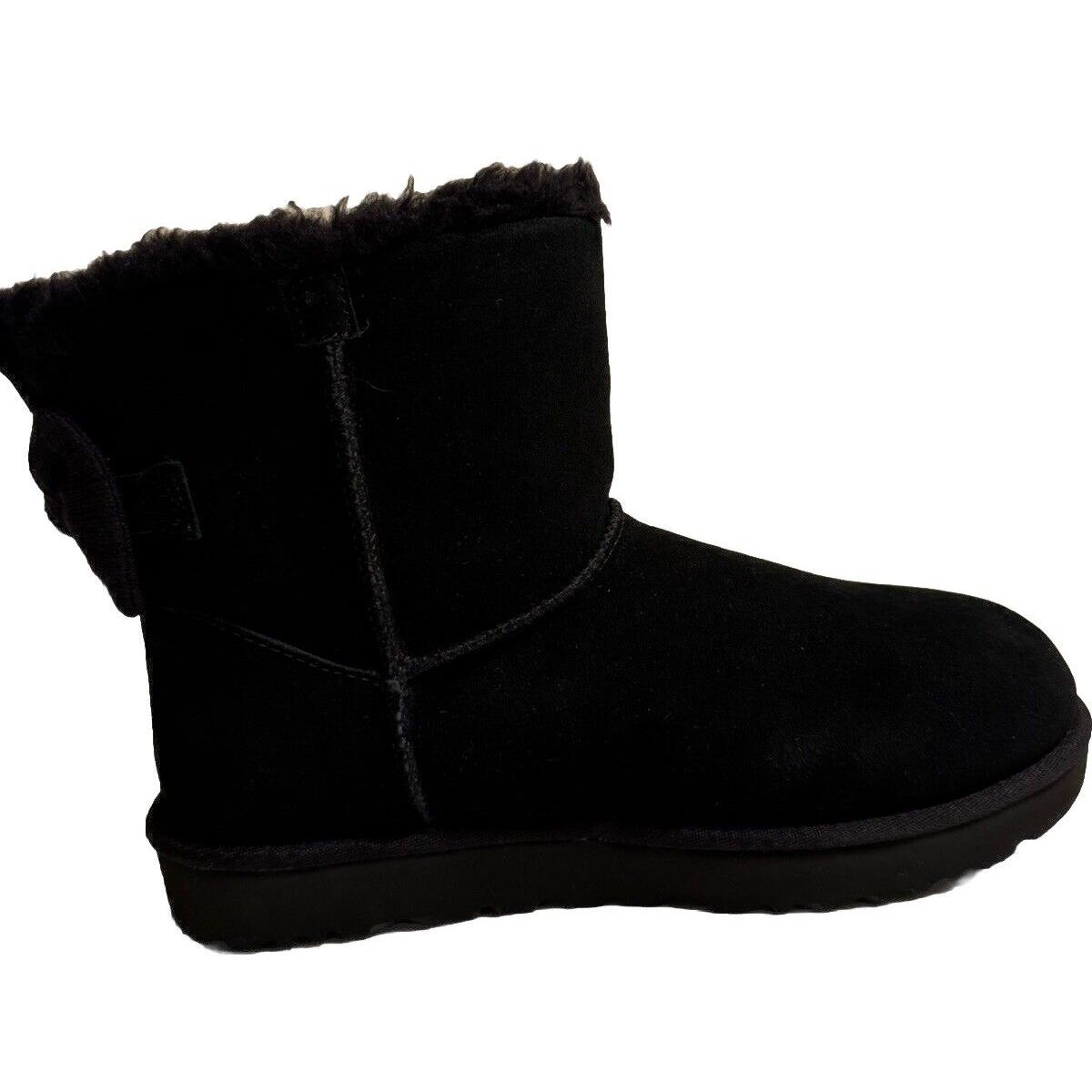 US Size 9 - Ugg Women`s Mini Bailey Ribbed Bow Suede in Black