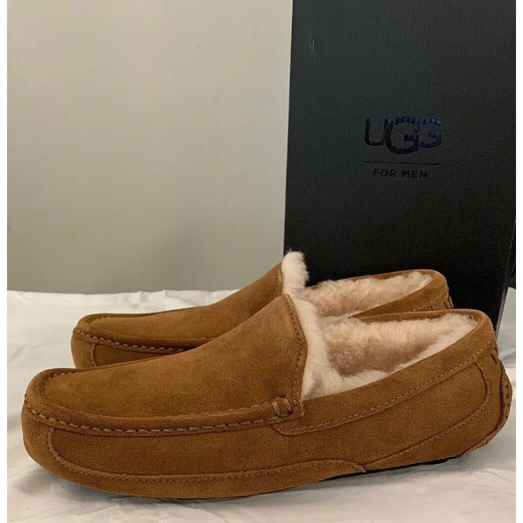 Ugg Ascot 1101110 Men Chestnut Suede Slippers Size 9