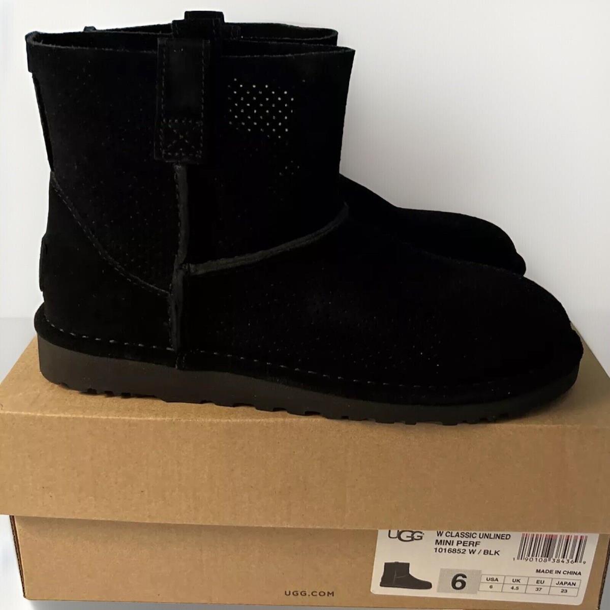 Ugg Classic Unlined Mini Perf 1016852 Black Size 6 Woman`s Boots