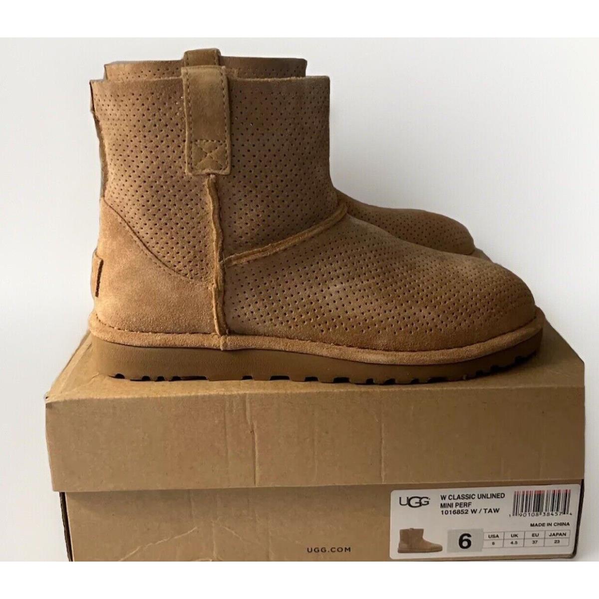 Ugg Classic Unlined Mini Perf 1016852 Tan Size 6 Woman`s Boots