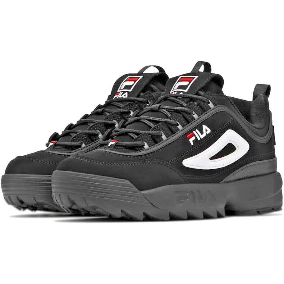 Fila Men`s Disruptor II Black / White / Red Lightweight Shoes - Black