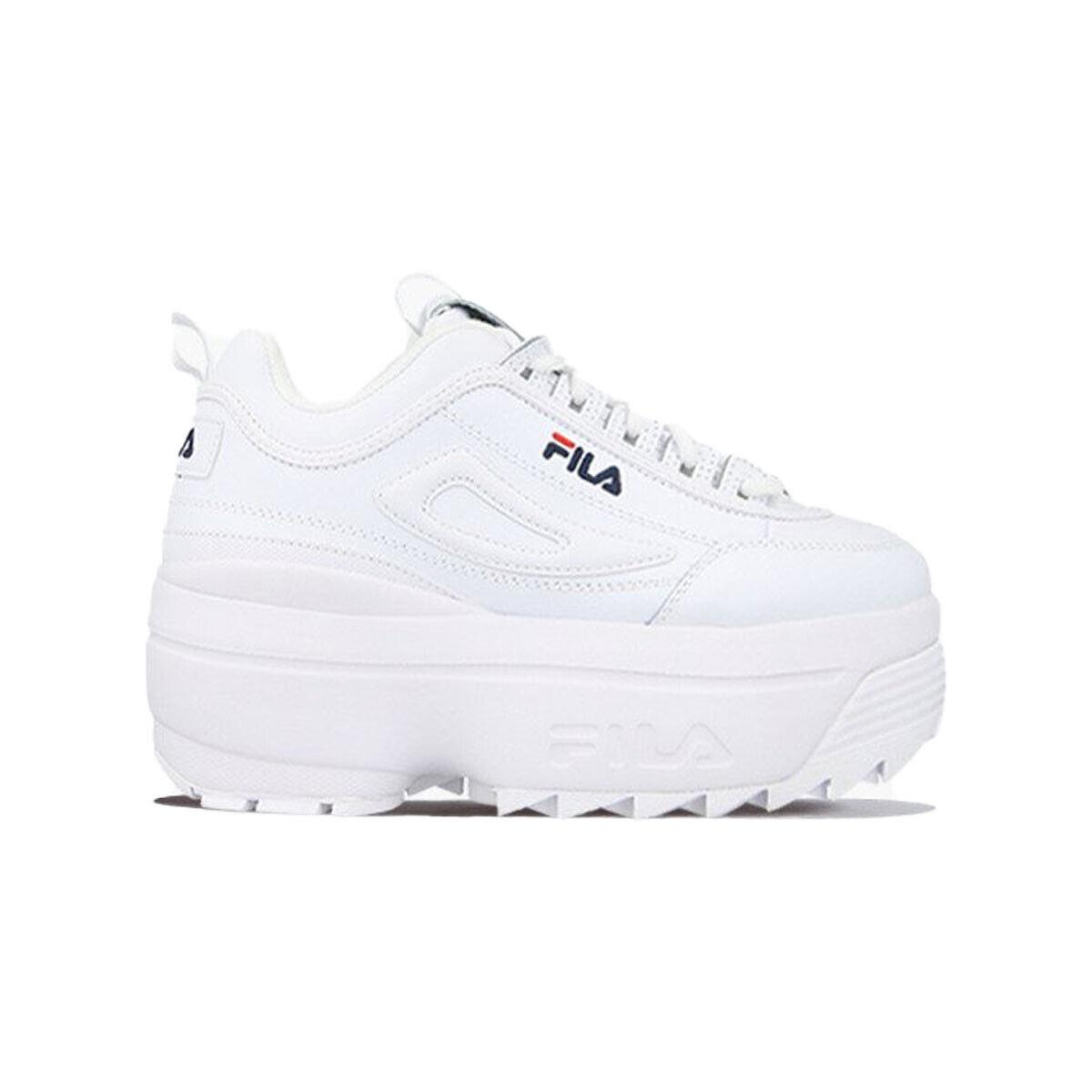 Fila Disruptor II 2 Wedge Women`s Platform Casual Shoe Sneaker Retro White/navy - White/Navy/Red