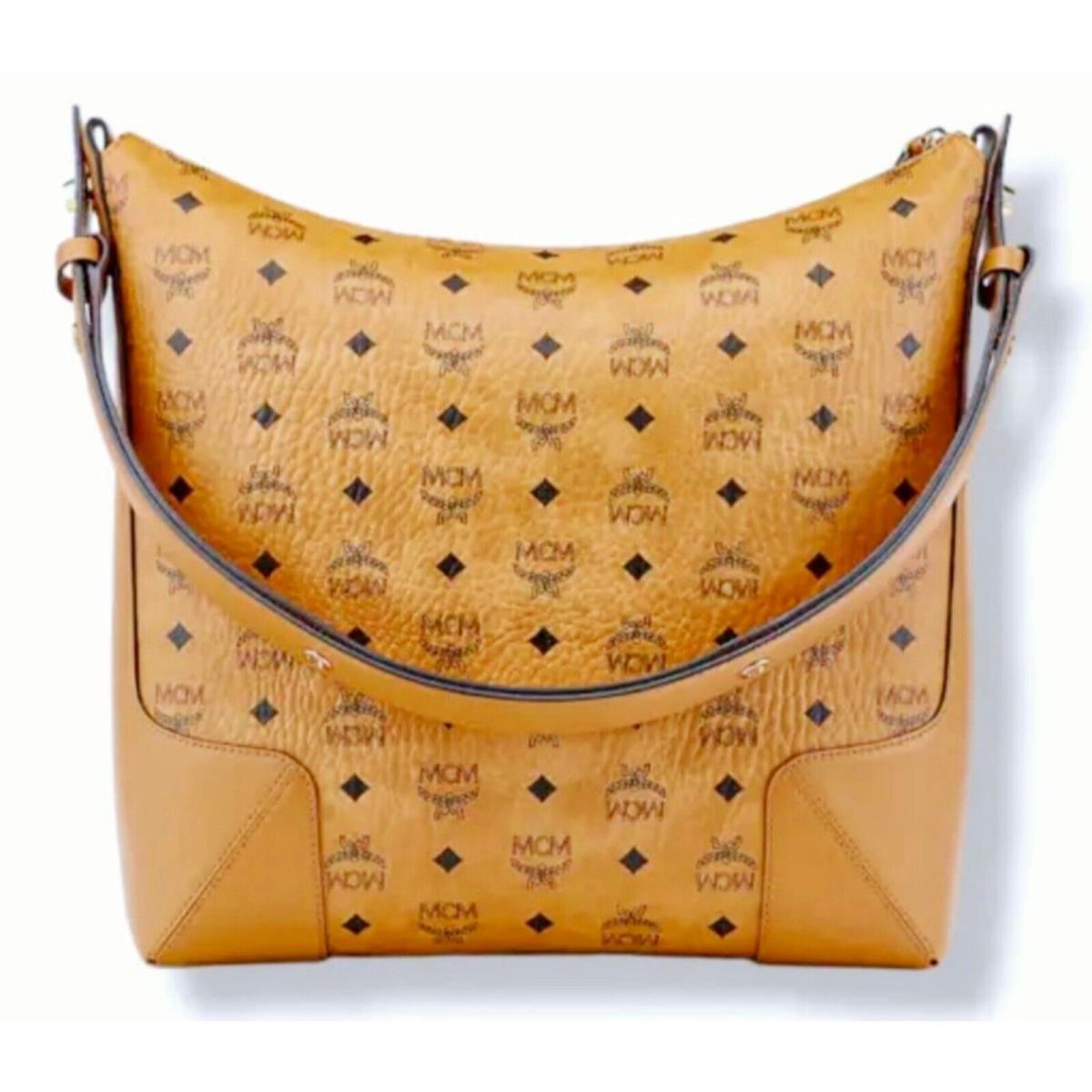 Mcm British Tan Klara Monogram Visetos Leather Shoulder Bag