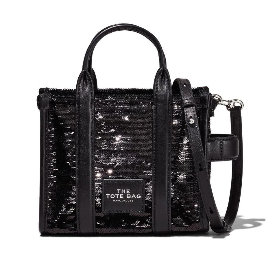 Marc Jacobs The Sequin Mini Tote Crossbody Bag in Black Color