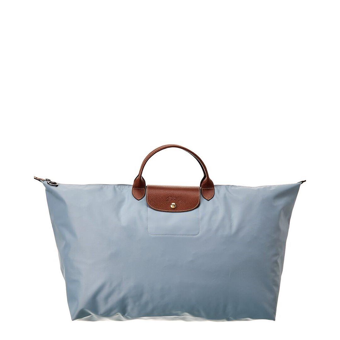 Longchamp NA Le Pliage Medium Canvas Leather Travel Bag Women`s Grey - Exterior: Grey