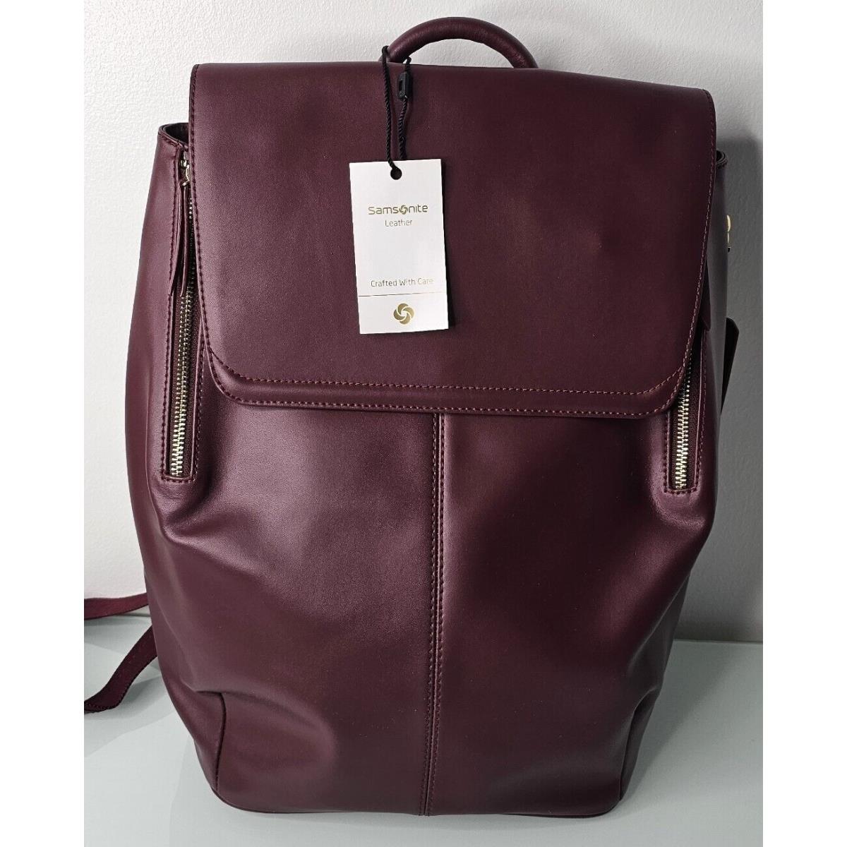 Samsonite Leather Hamptons Backpack Sangria