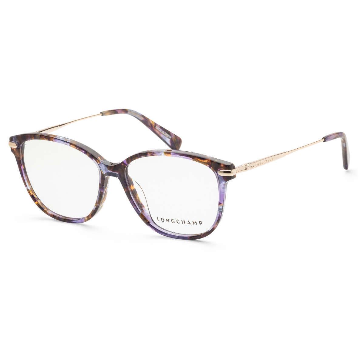 Longchamp Women`s Square 53mm Eyeglasses Frames Crystal Purple Tortoise LO2669