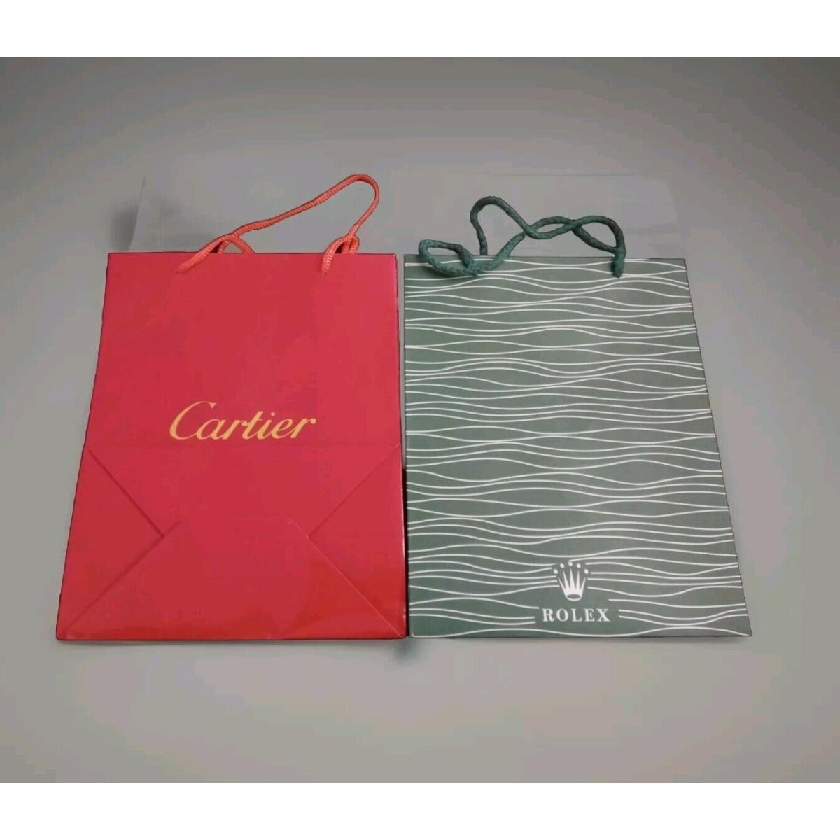 Cartier Rolex 10.5 Retail Gift Bags 2pc Lot