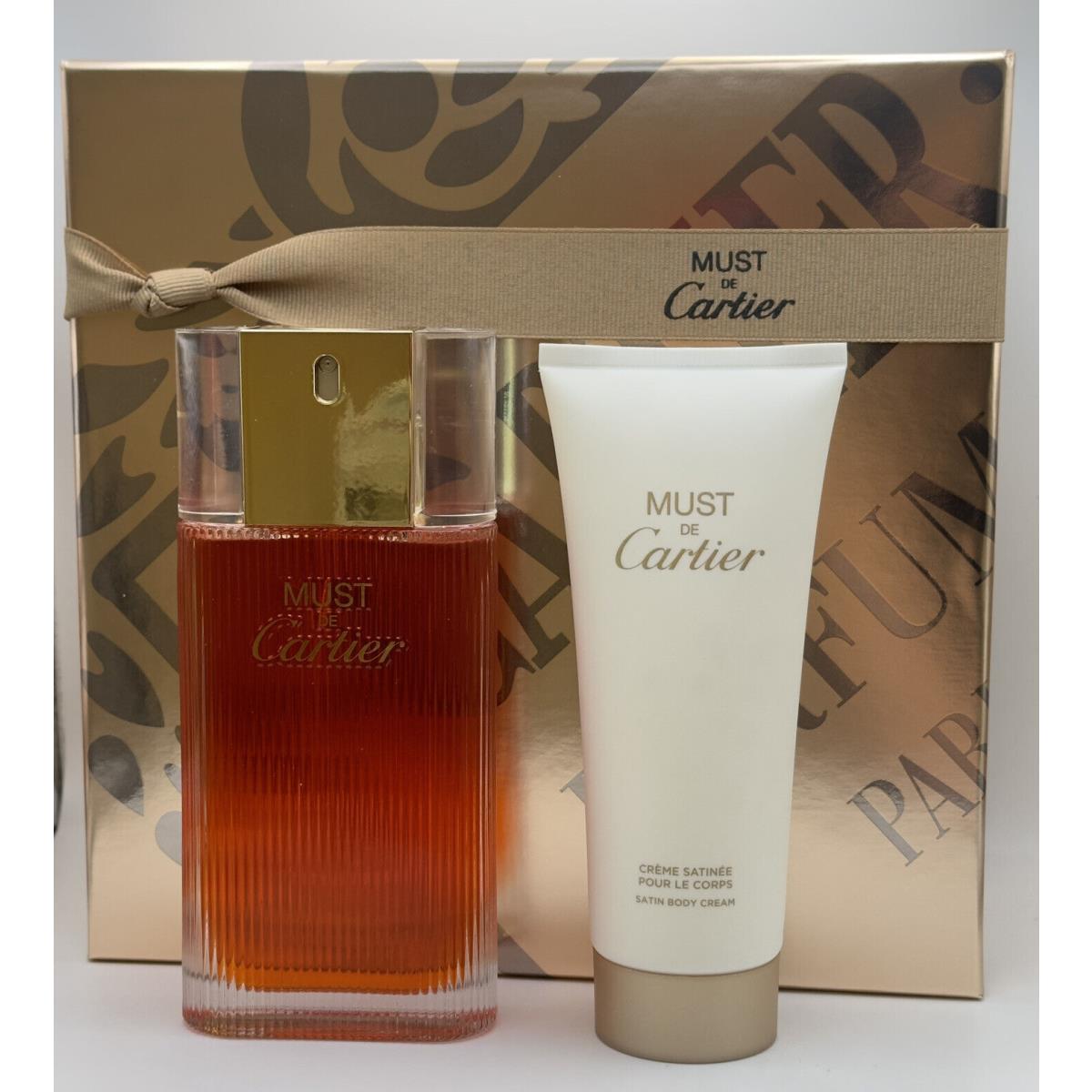 Must de Cartier Fragrance For Women 2pc Set 3.3oz Edt Spray + 3.3oz Body Cream