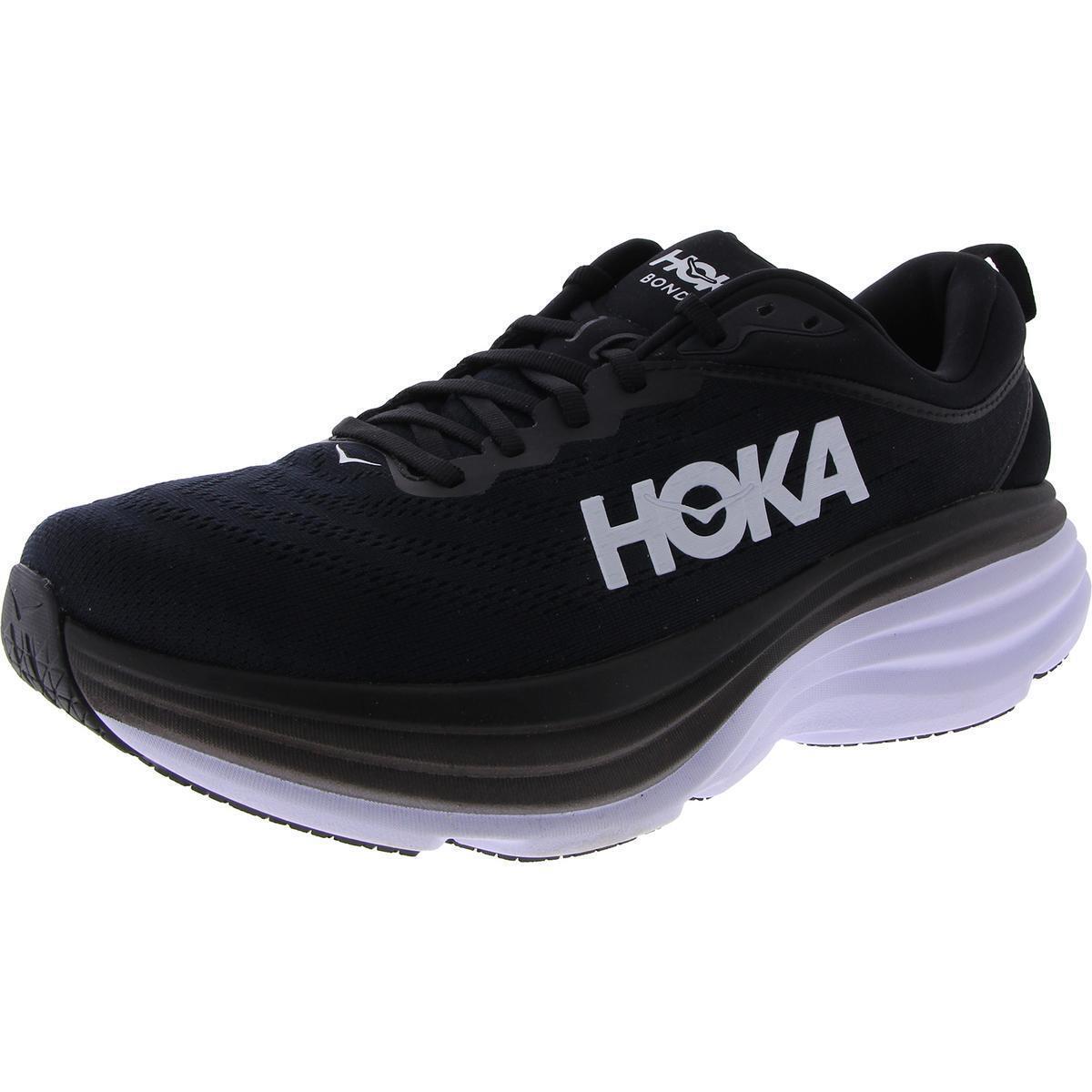 Hoka One One Mens Bondi 8 Performance Gym Running Shoes Sneakers Bhfo 9809 - Black/White