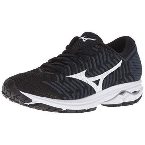 Mizuno Women`s Wave Rider 22 Knit Running Shoe Black/ombre Blue - BLACK/OMBRE BLUE