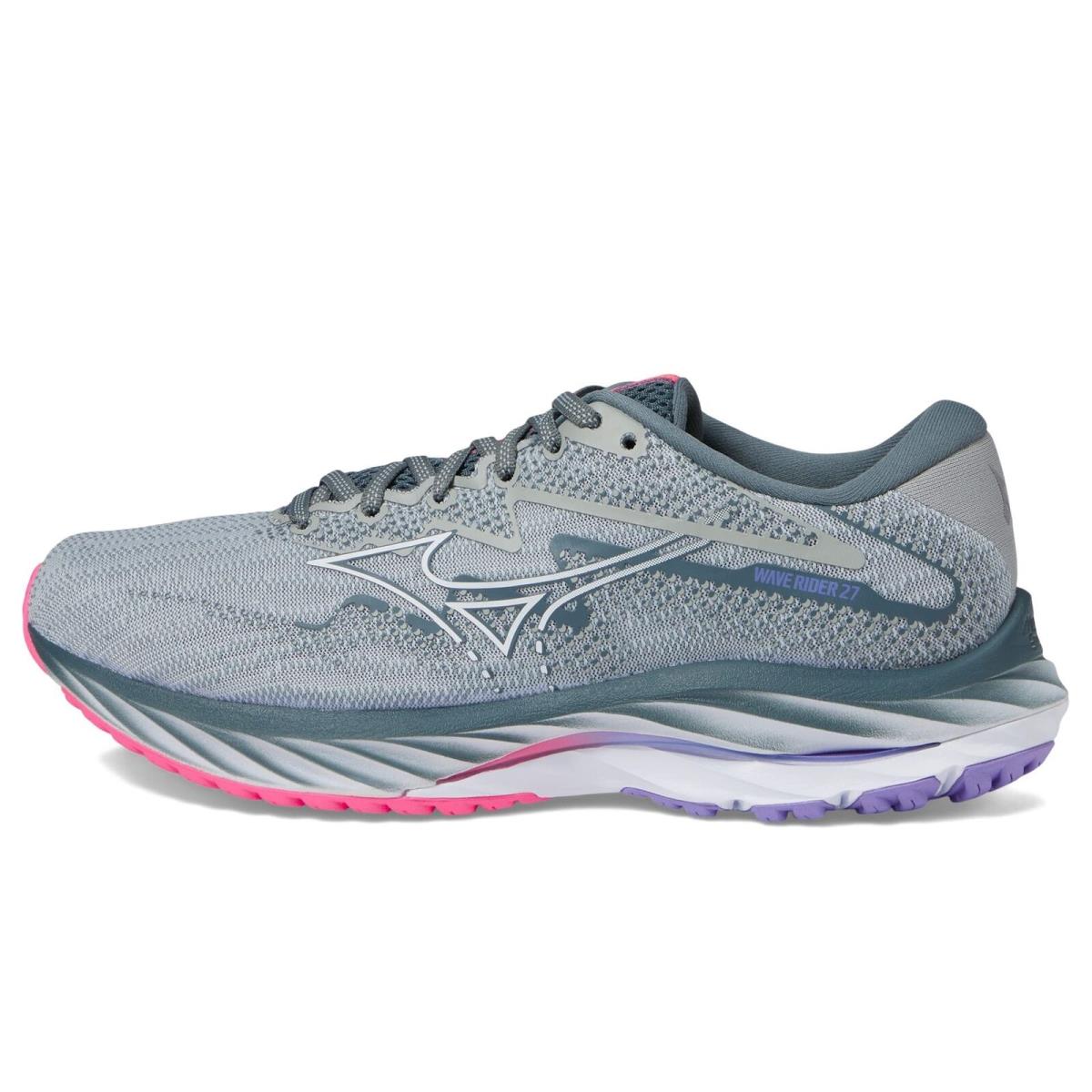 Mizuno Women`s Wave Rider 27 Running Shoe Pearl Blue-white 8.5 - Beige