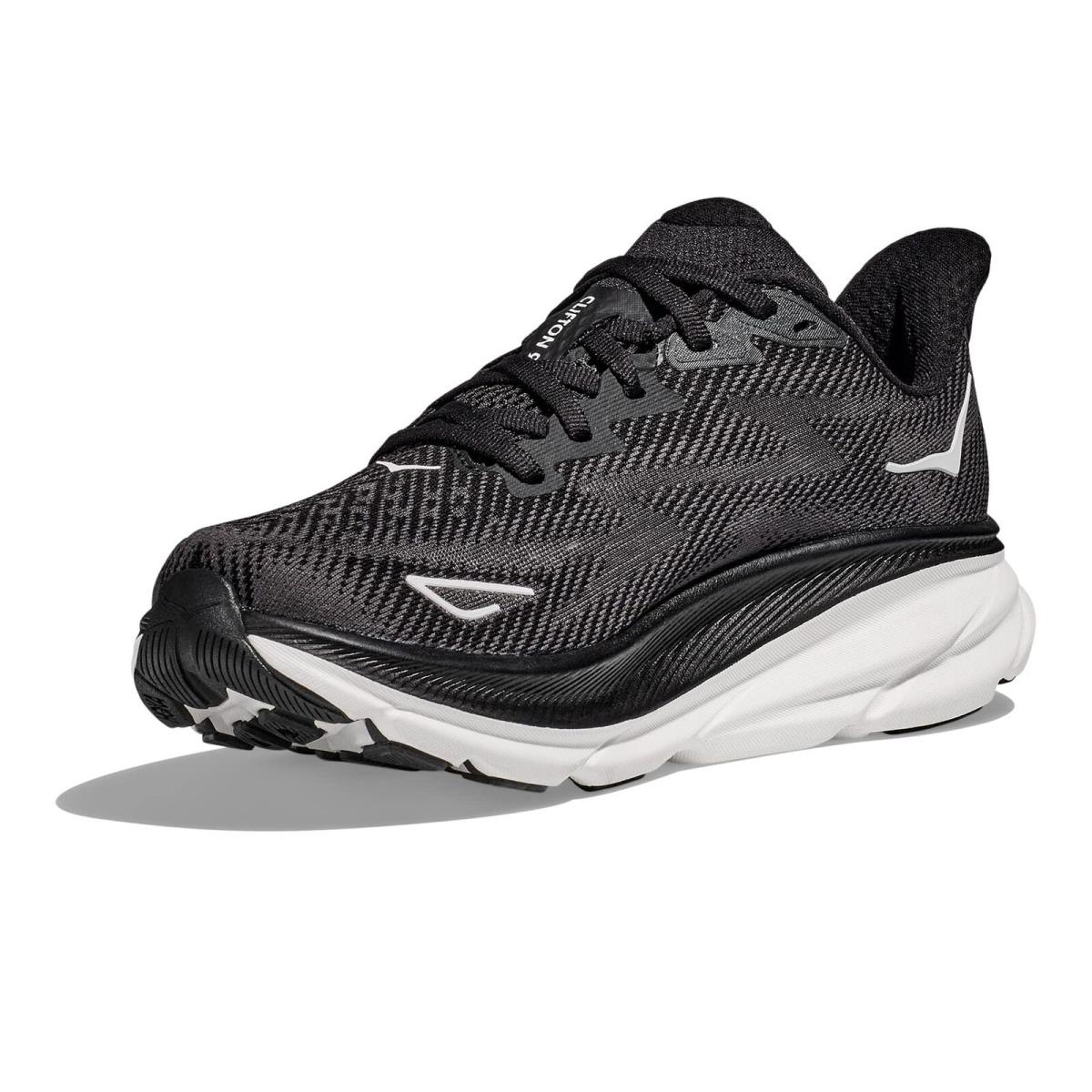 Hoka Women`s Clifton 9 Sneaker Black/white 5