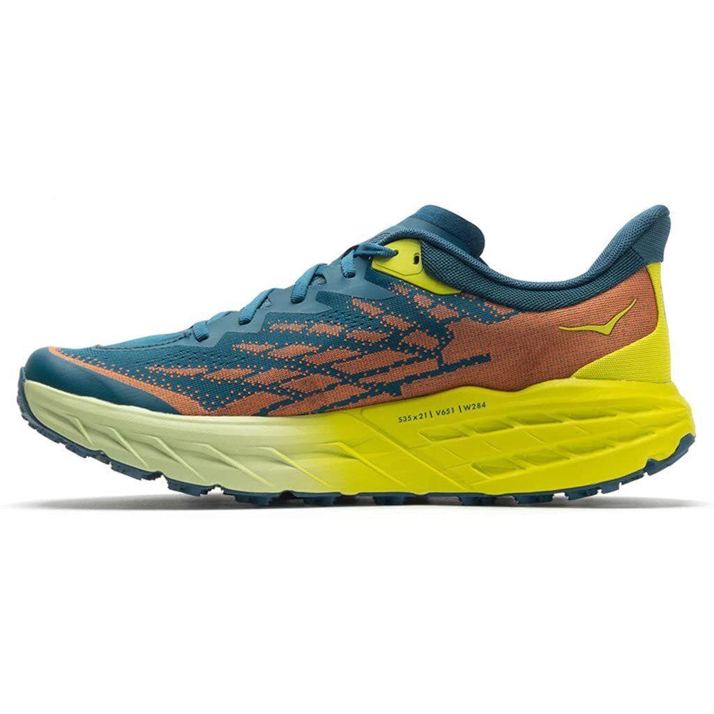 Hoka One One Mens Speedgoat 5 Textile Synthetic Blue Coral Evening Primrose Trai