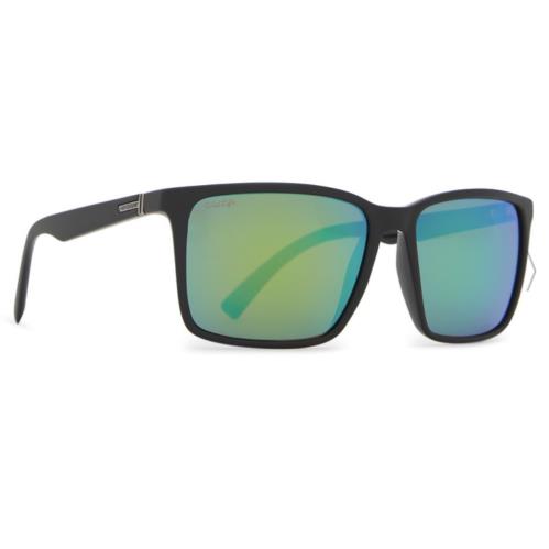 Von Zipper Lesmore Sunglasses-black Satin-green Glass Polarized Lens