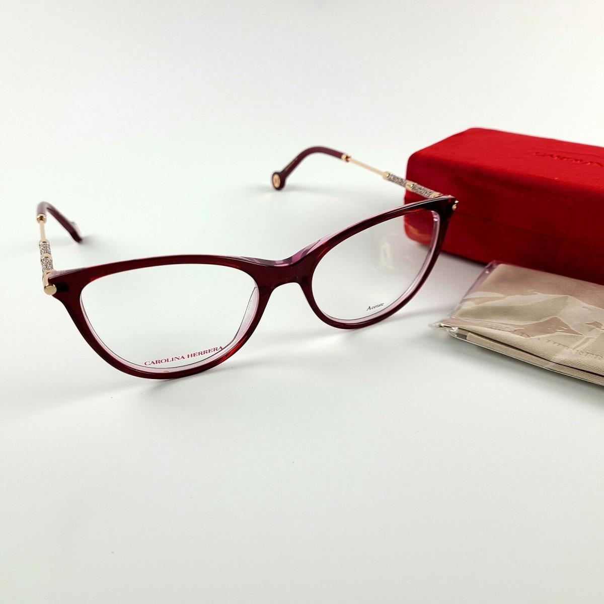 Carolina Herrera Her 0152 Burgundy Glitter Pink Women`s Eyeglass Frames