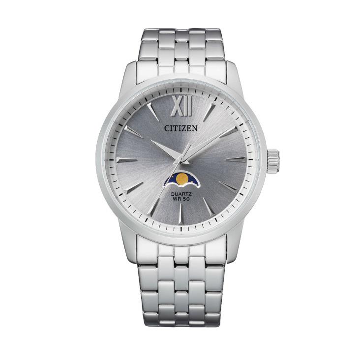 Citizen Ak5000-54a Quartz Analog Moon Phase Stainless Steel Bracelet Men`s Watch