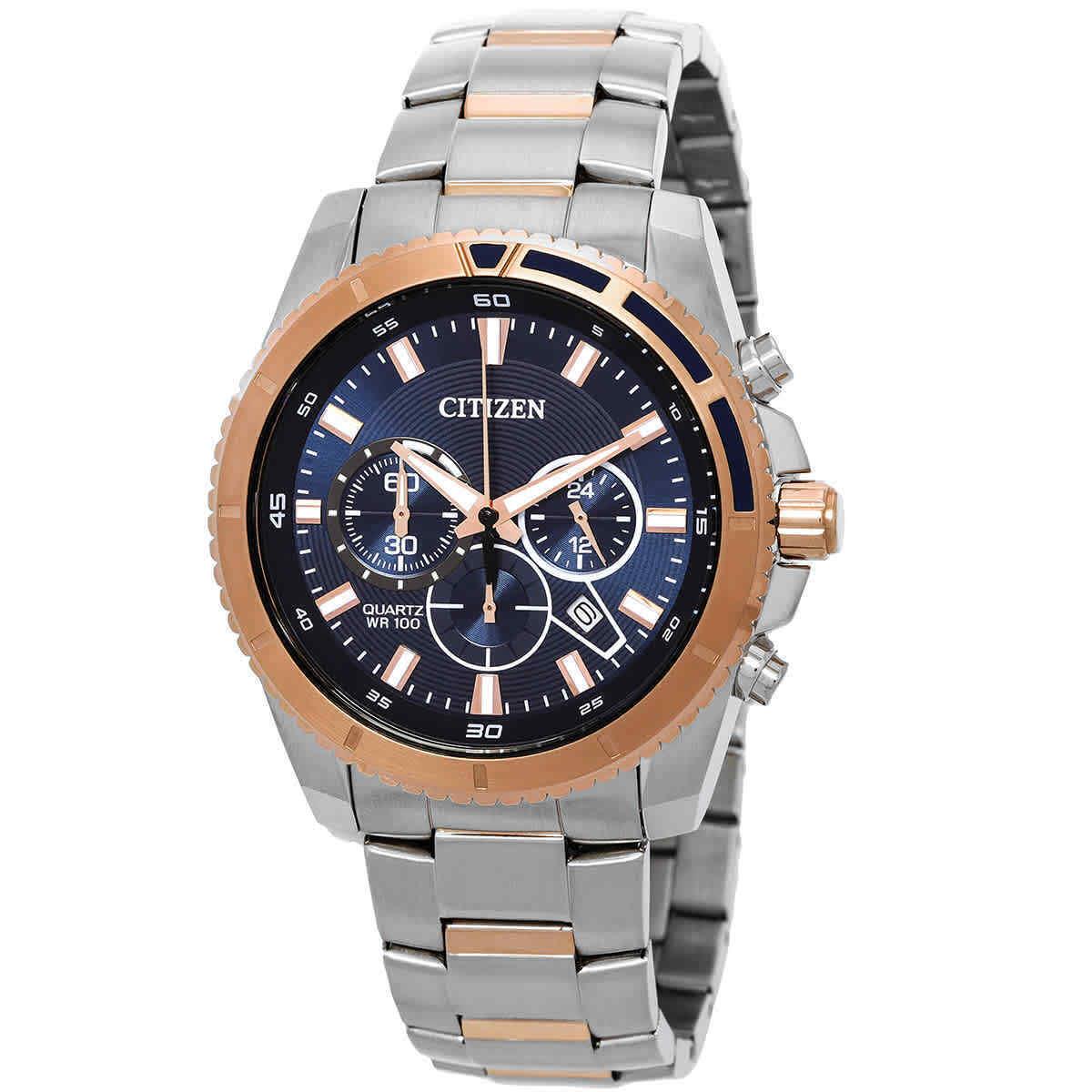 Citizen Chronograph Quartz Blue Dial Two-tone Men`s Watch AN8206-53L