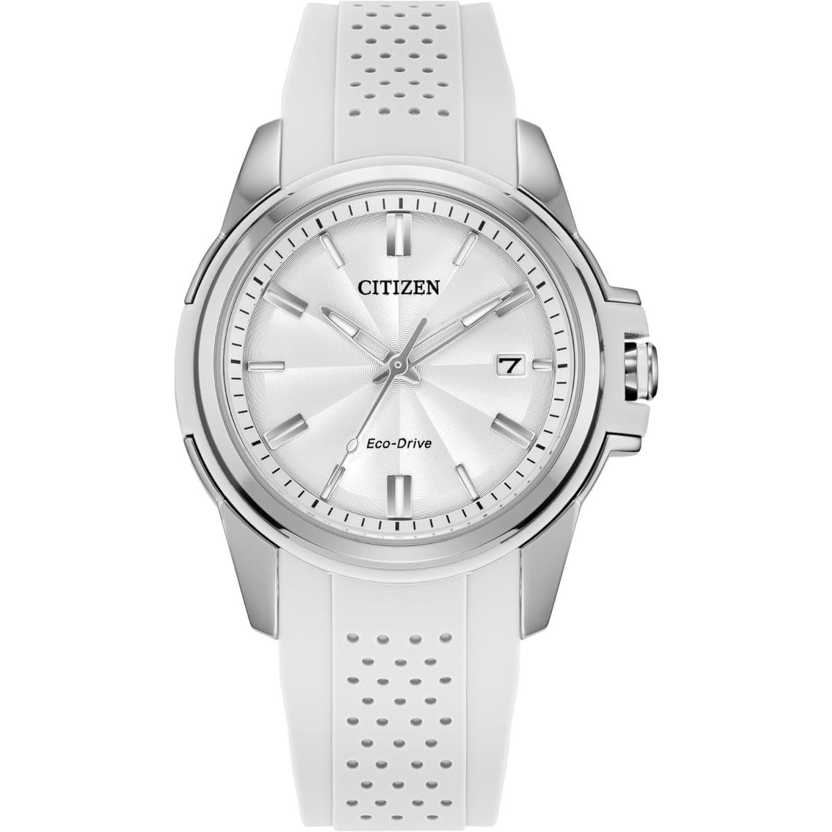 Citizen Ladies` Eco-drive Classic Silver Stainless Steel 3 Hand Watch with White - Dial: White, Band: White