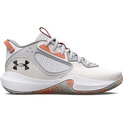 Under Armour Unisex UA Lockdown 6 Basketball Shoes White/bubble Peach/black - 30 - WHITE-BUBBLE PEACH-BLACK