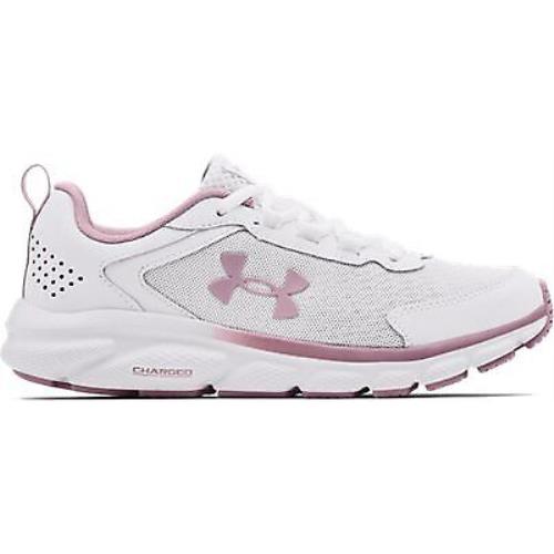 Under Armour Women`s Charged Assert 9 Running Shoe White/white/mauve Pink - 3024