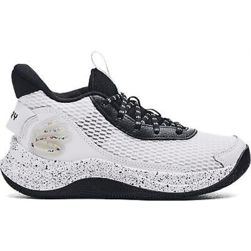 Under Armour Unisex Kids` Grade School Curry 3Z7 Basketball Shoes White/white/bl - White-White-Black