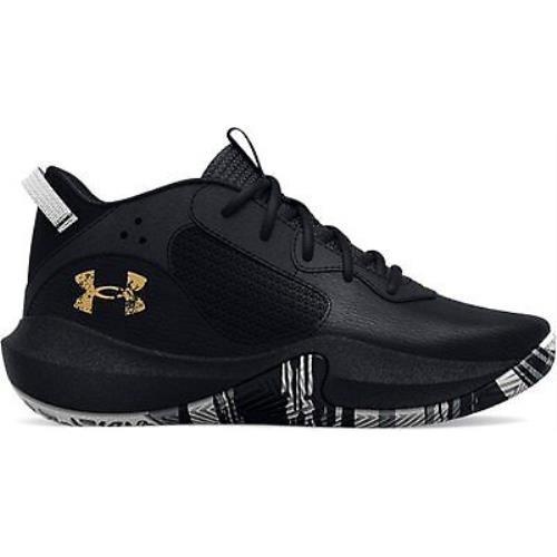 Under Armour Unisex Kids` Pre-school UA Lockdown 6 Basketball Shoes Black/black/ - Black-Black-Metallic Gold