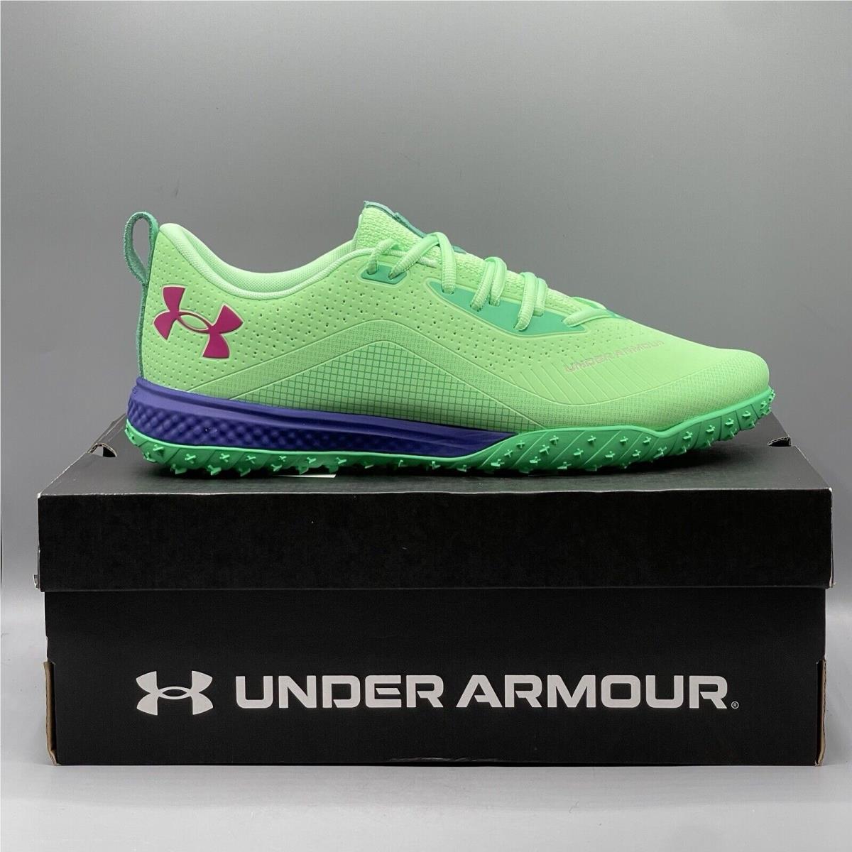 Under Armour Shadow Turf Men`s 9.5 Soccer Shoes Sneakers Green Neon Blue