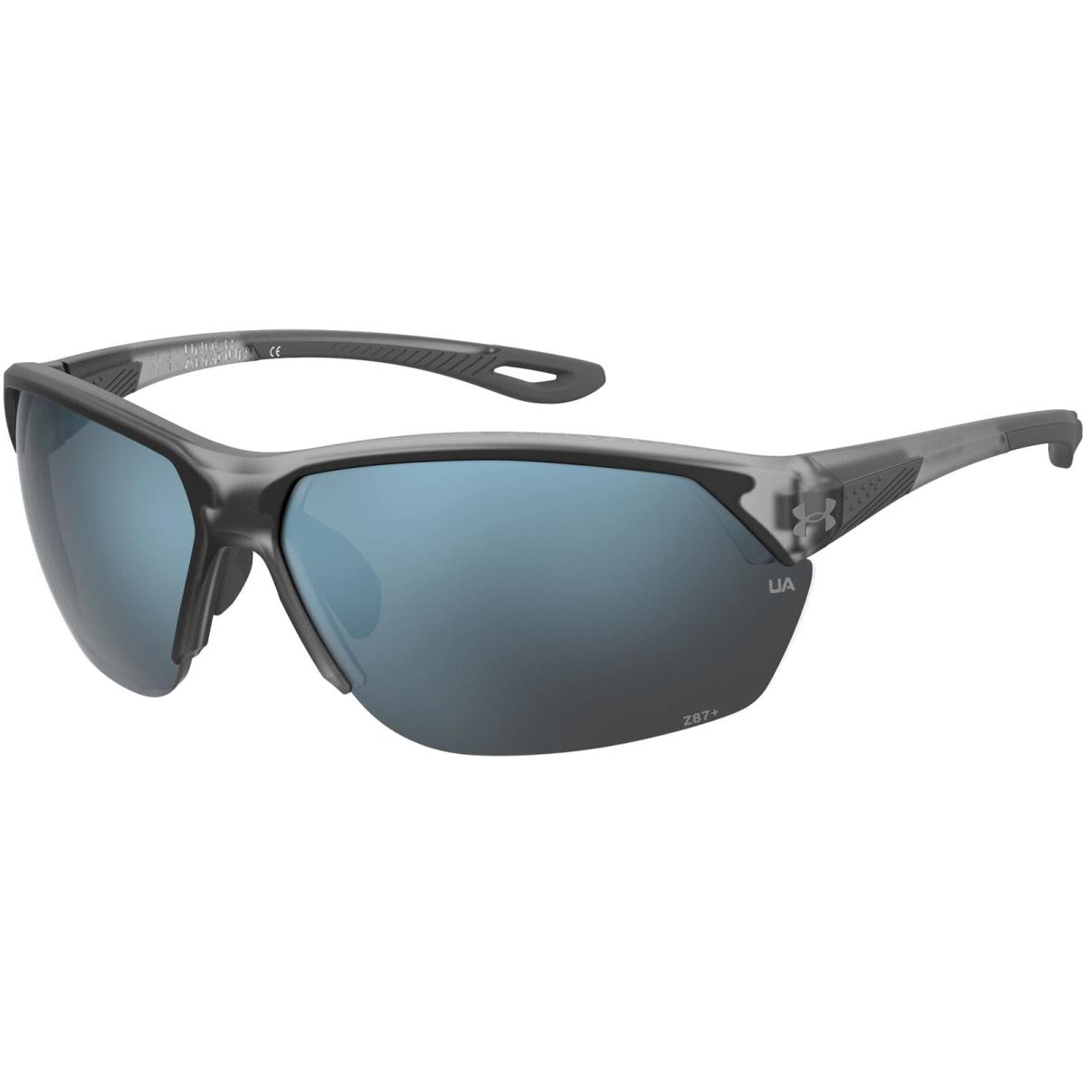 Under Armour Compete Ansi Z87+ Men`s Matte Steel Semi-rimless Sunglasses 0RIW QI - Frame: Matte Transparent Grey, Lens: Grey/Blue