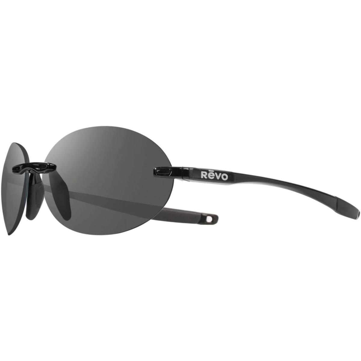 Revo Descend O Polarized Men`s Oval Rimless Sunglasses - RE1168 - Made in Italy - Black/Graphite Mirrored (01GY), Frame: Select Variation