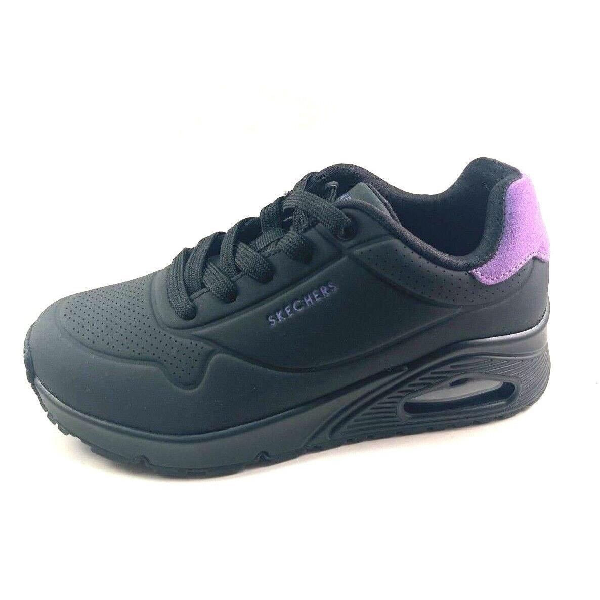 Skechers 177092 Black/purple Uno Stand on Air Memory Foam Lace Up Sneaker