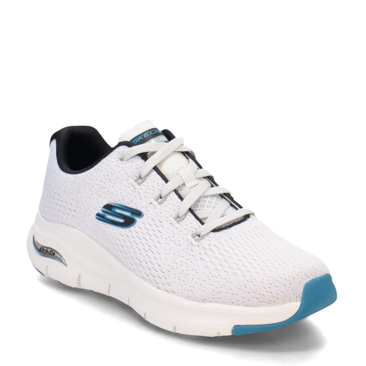 Men`s Skechers Arch Fit Takar Sneaker 232601-WBL White/blue Fabric Mesh