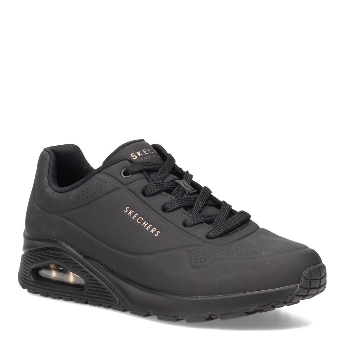 Women`s Skechers Street Uno - Stand on Air Sneaker - Wide Width 73690W-BBK Soli - Solid Black