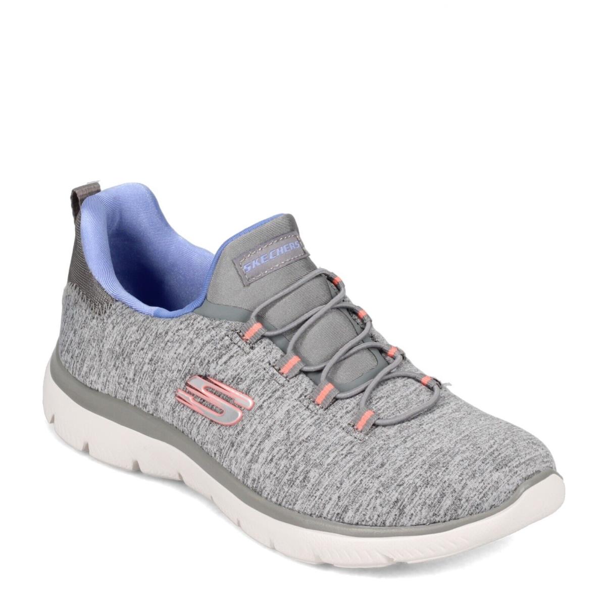 Women`s Skechers Summits - Quick Getaway Sneaker - Wide Width 12983W-GYBL Grey - GREY BLUE