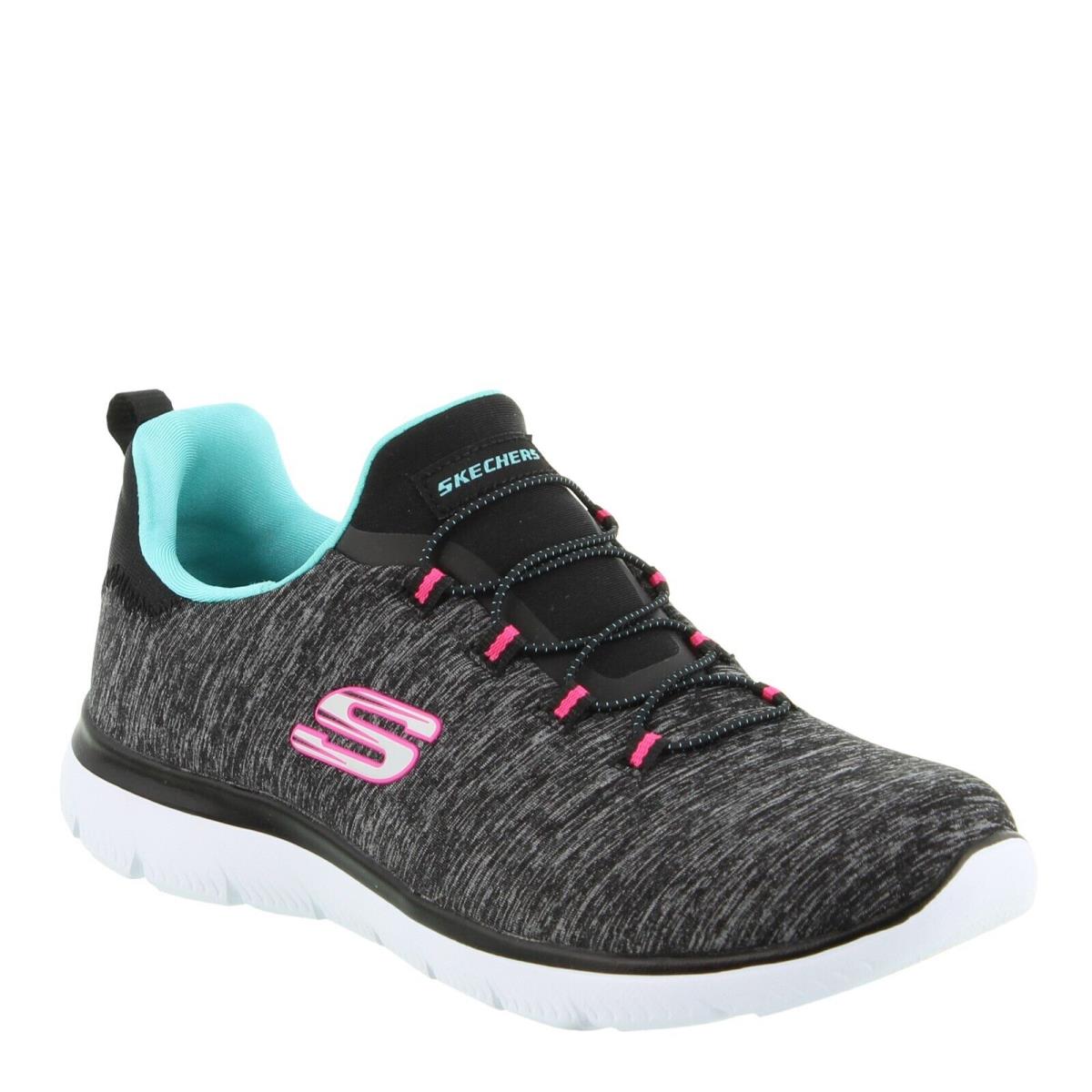 Women`s Skechers Summits - Quick Getaway 12983-BKLB Black Mesh - BLACK