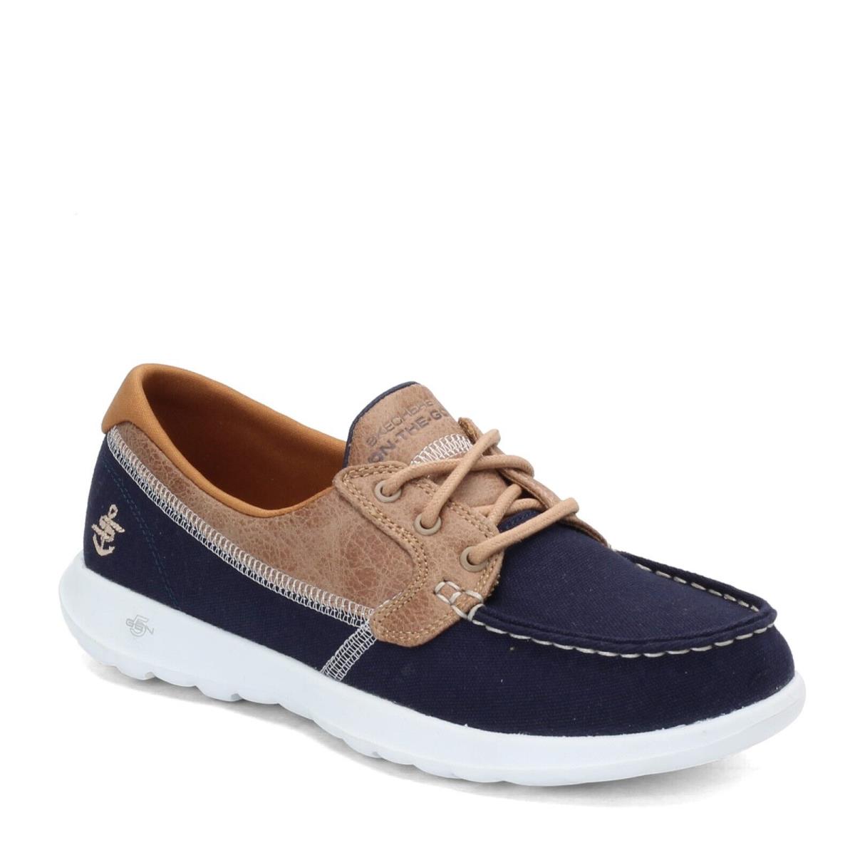 Women`s Skechers Performance Gowalk Lite - Coral Boat Shoe - Wide Width 15430W - NAVY