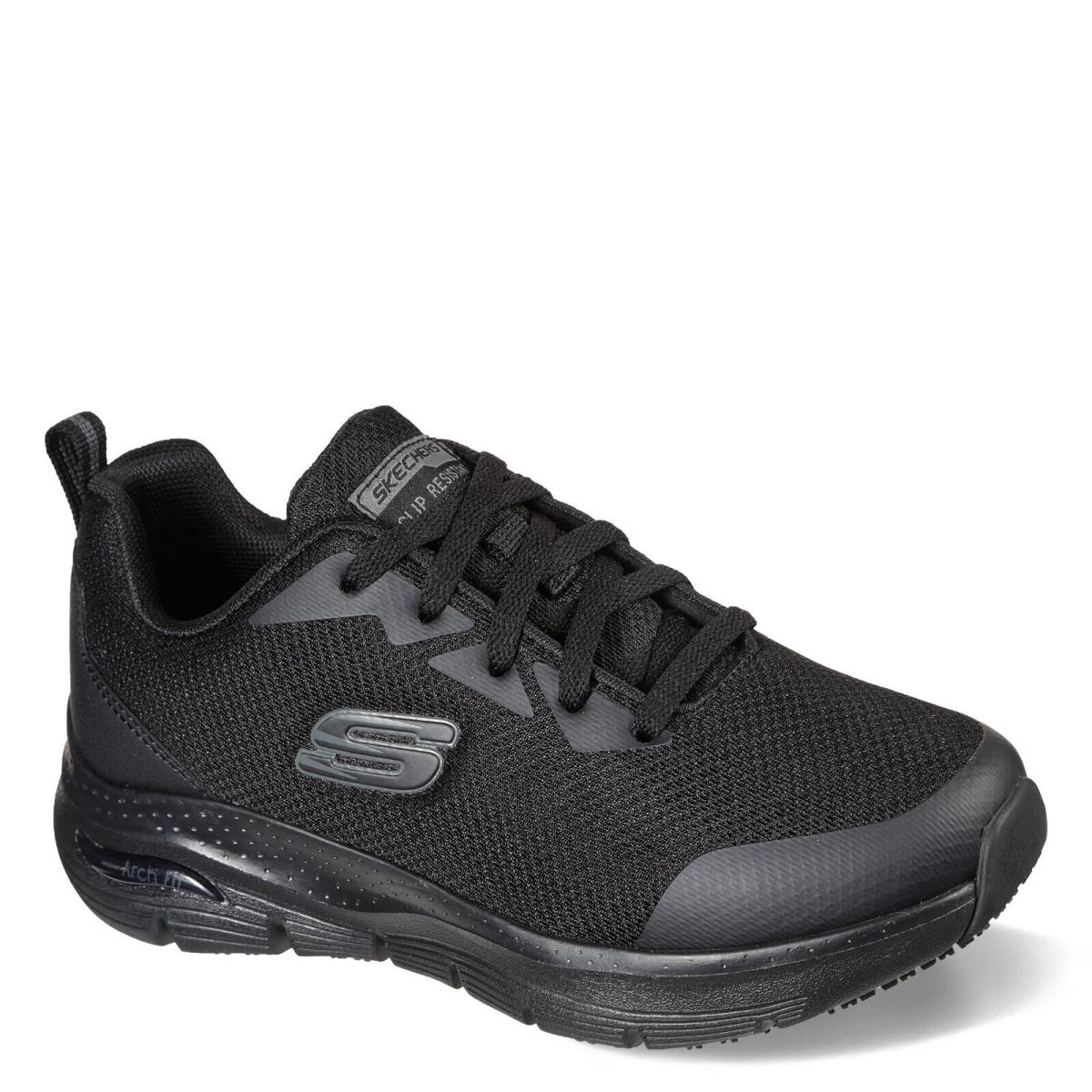 Women`s Skechers Gowalk Arch Fit SR Work Shoe - Wide Width 108019W-BLK Black Fa - Black