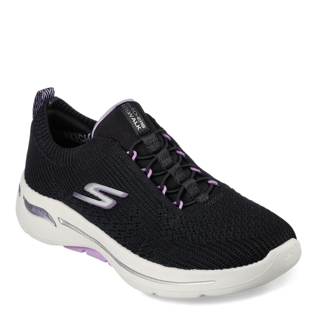 Women`s Skechers GO Walk Arch Fit - Crystal Waves Sneaker 124882-BKLV Black Syn