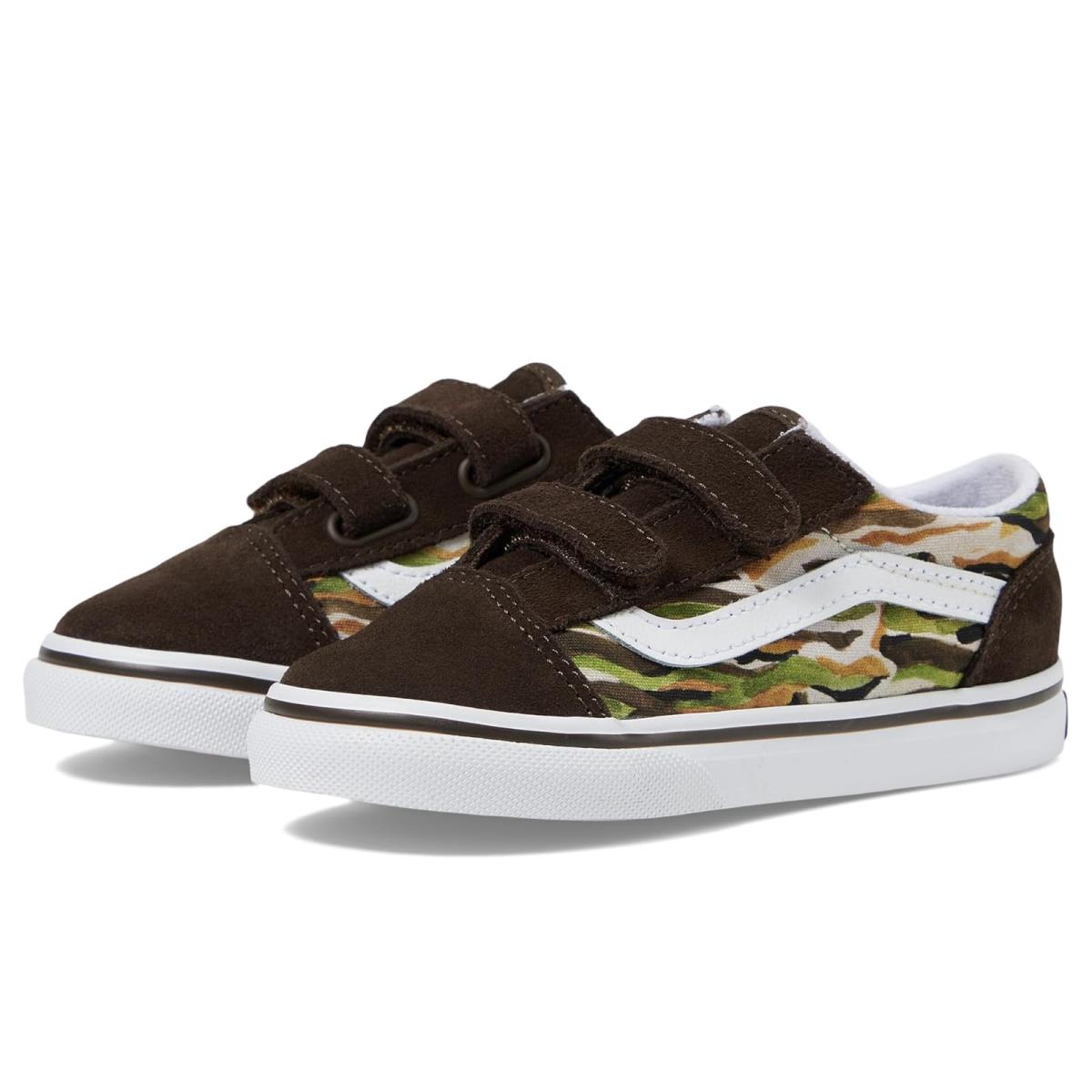 Children Unisex Sneakers Athletic Shoes Vans Kids Old Skool V Toddler Painted Camo Brown/Multi