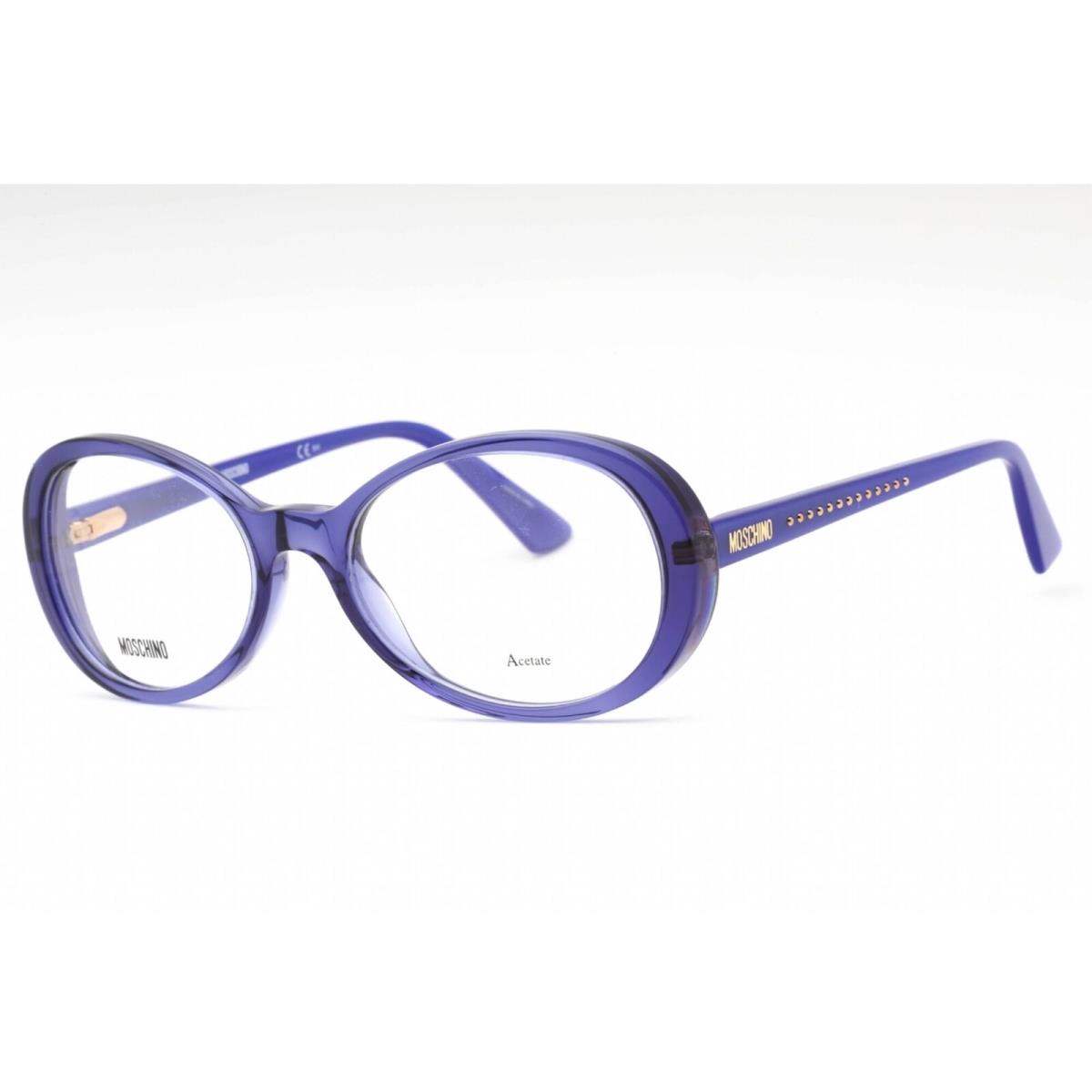 Moschino Women`s Eyeglasses Blue Acetate Oval Shape Full Rim Frame MOS594 Pjp - Frame: Blue, Lens: Clear Demo