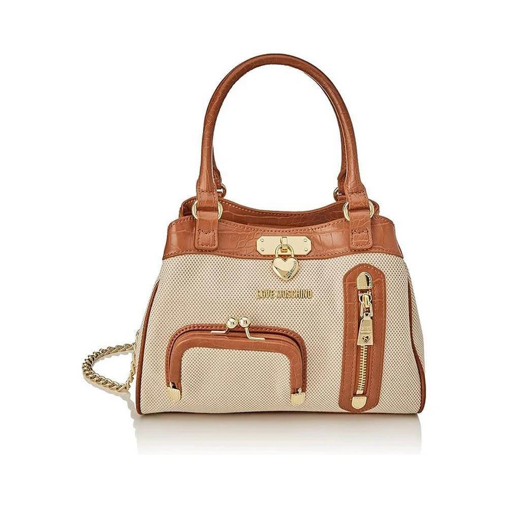 Moschino Women`s Handbag Ladies Bag Borsa Canvas +pu Stampa Croco Camel JC4281PPOGKE120A