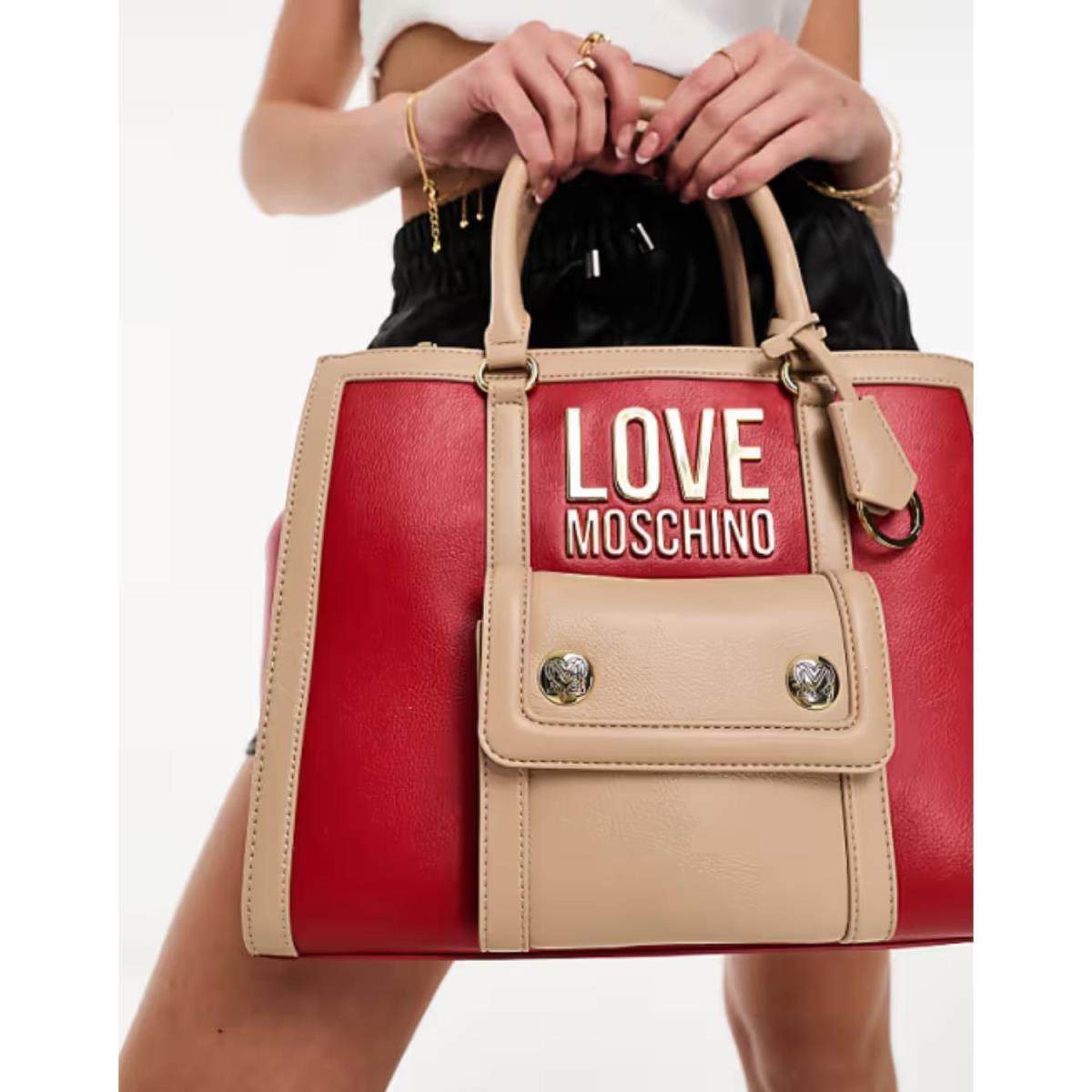 Women`s Love Moschino Structured Top Handle Bag in Beige JC4065PP1ELN150A