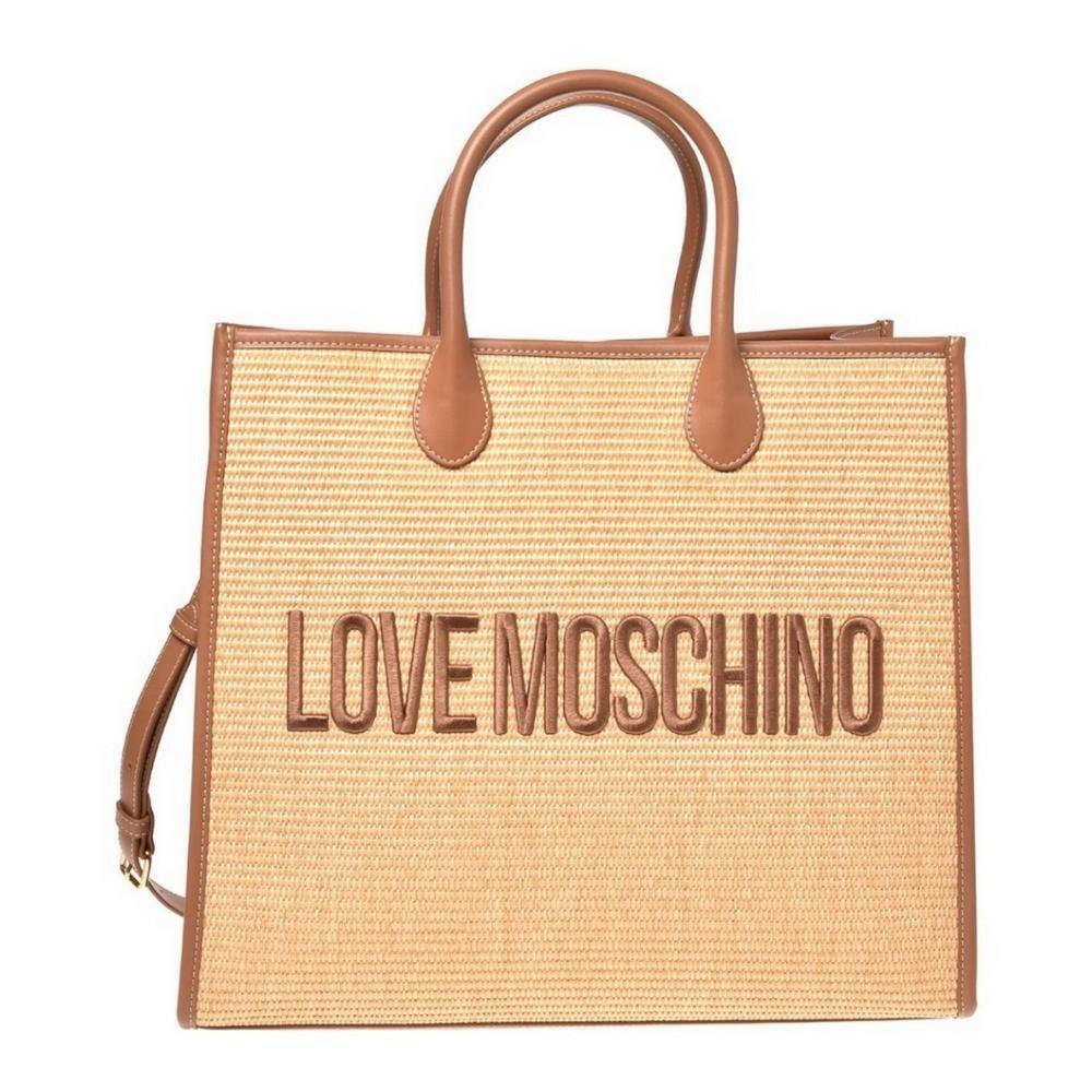 Moschino Women`s Handbag Ladies Bag Borsa Raffia Nat + PU Cammello JC4318PPOGKN120A