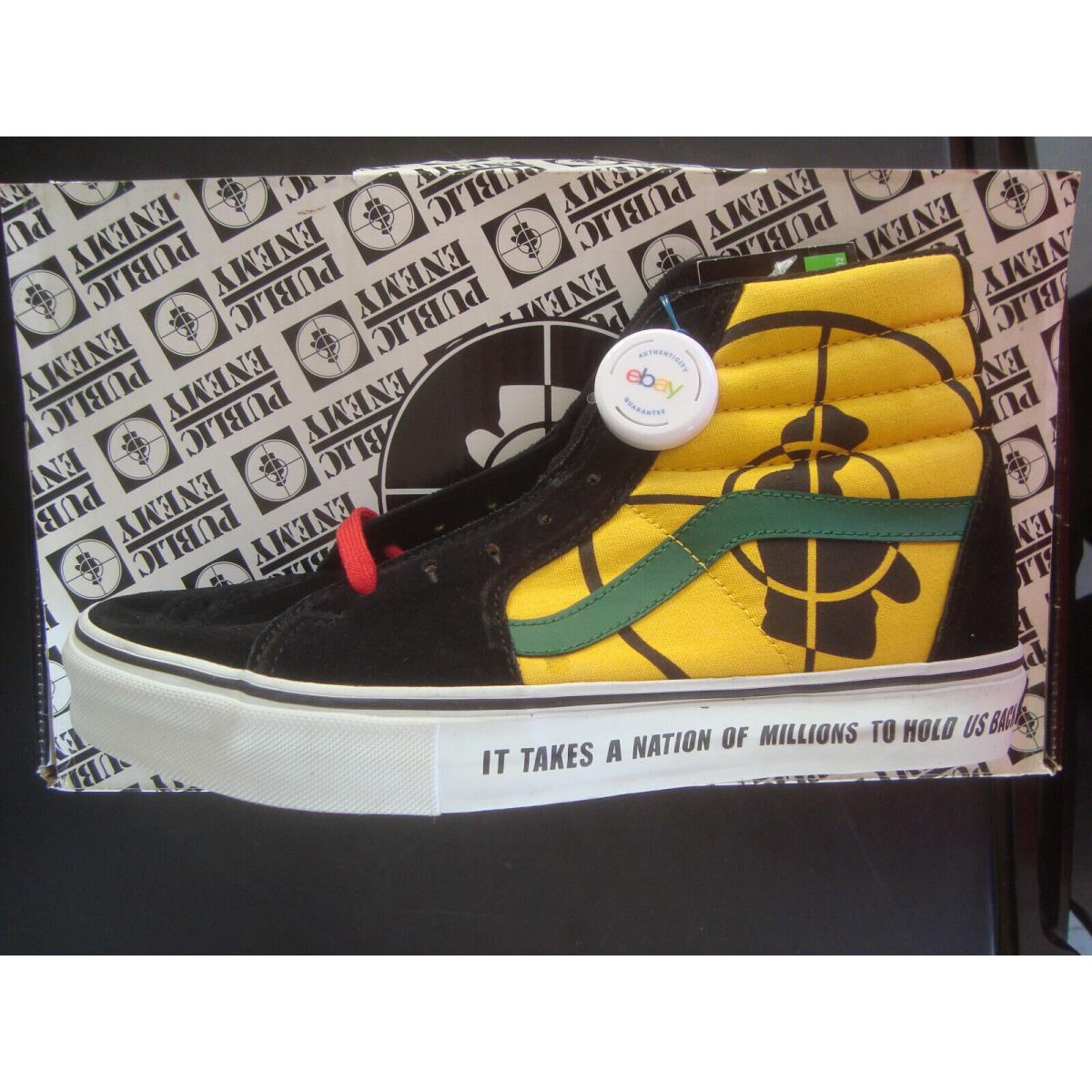 2006 Supreme x Vans x Public Enemy SK8-HI SL Black/yellow 5781576 Size 9