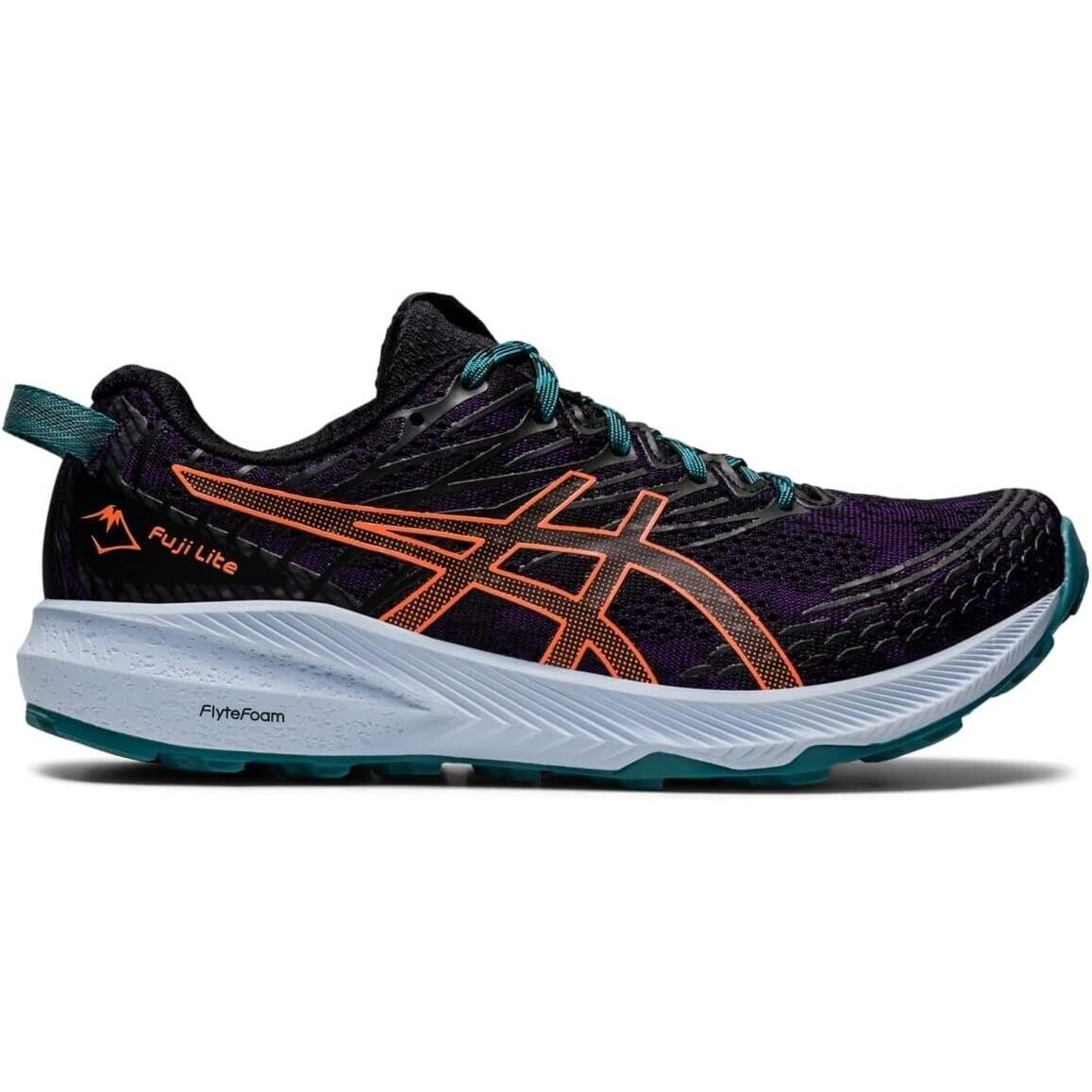 Asics Woomen`s 9 Fuji Lite 3 Trail Running Shoes in Night Shade/nova Orange - Purple