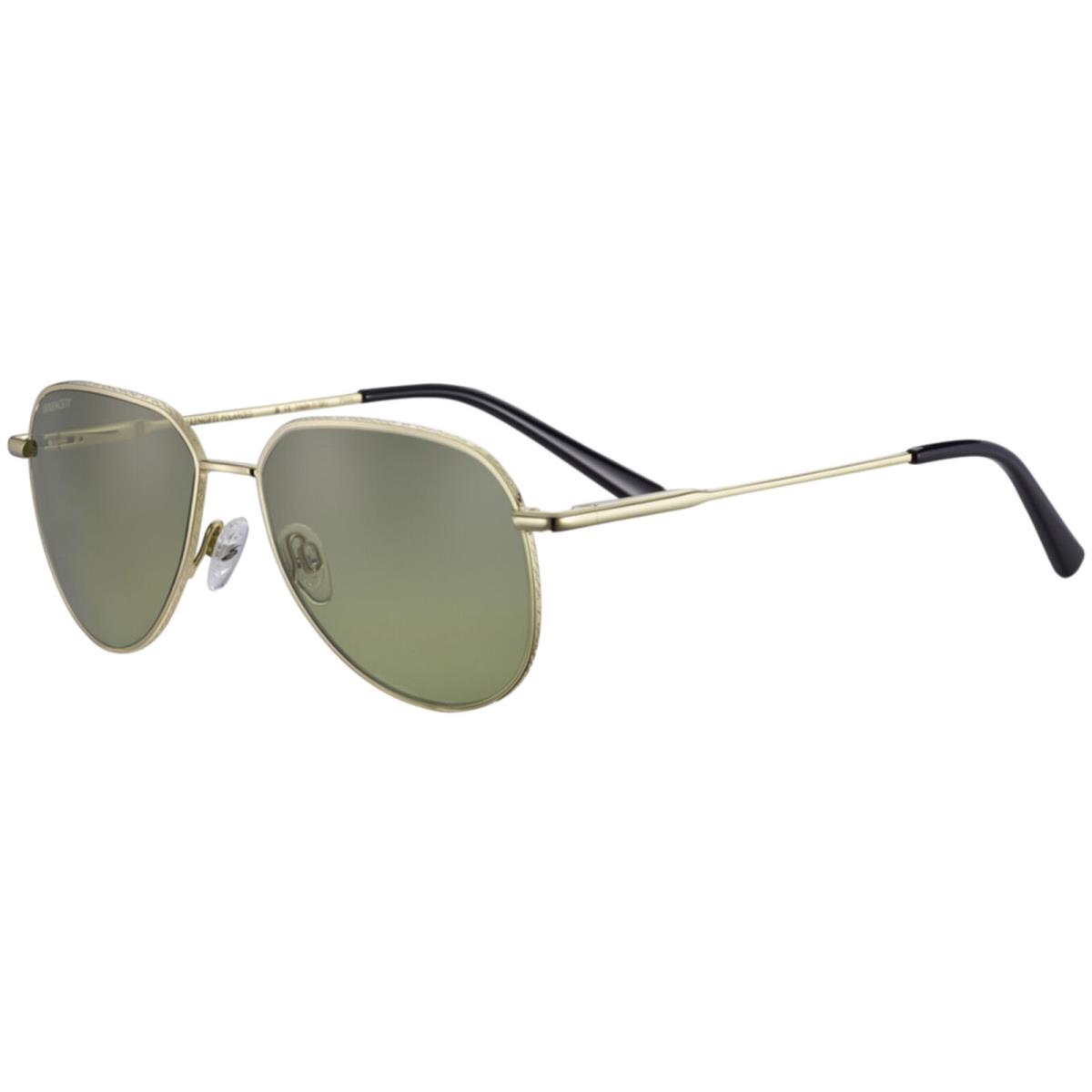 Serengeti Haywood Small Polarized Photochromic Pilot Sunglasses - Italy Shiny Lt Gold-Tone/555nm Green (SS544003)